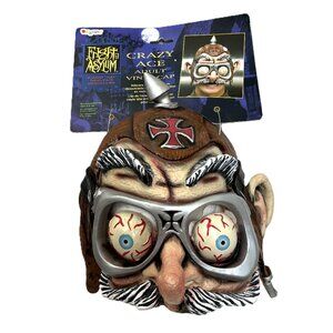 Crazy Ace Google Eyed Flight Helmet Vinyl Cap Mask Fright Asylum NWT NOS VTG